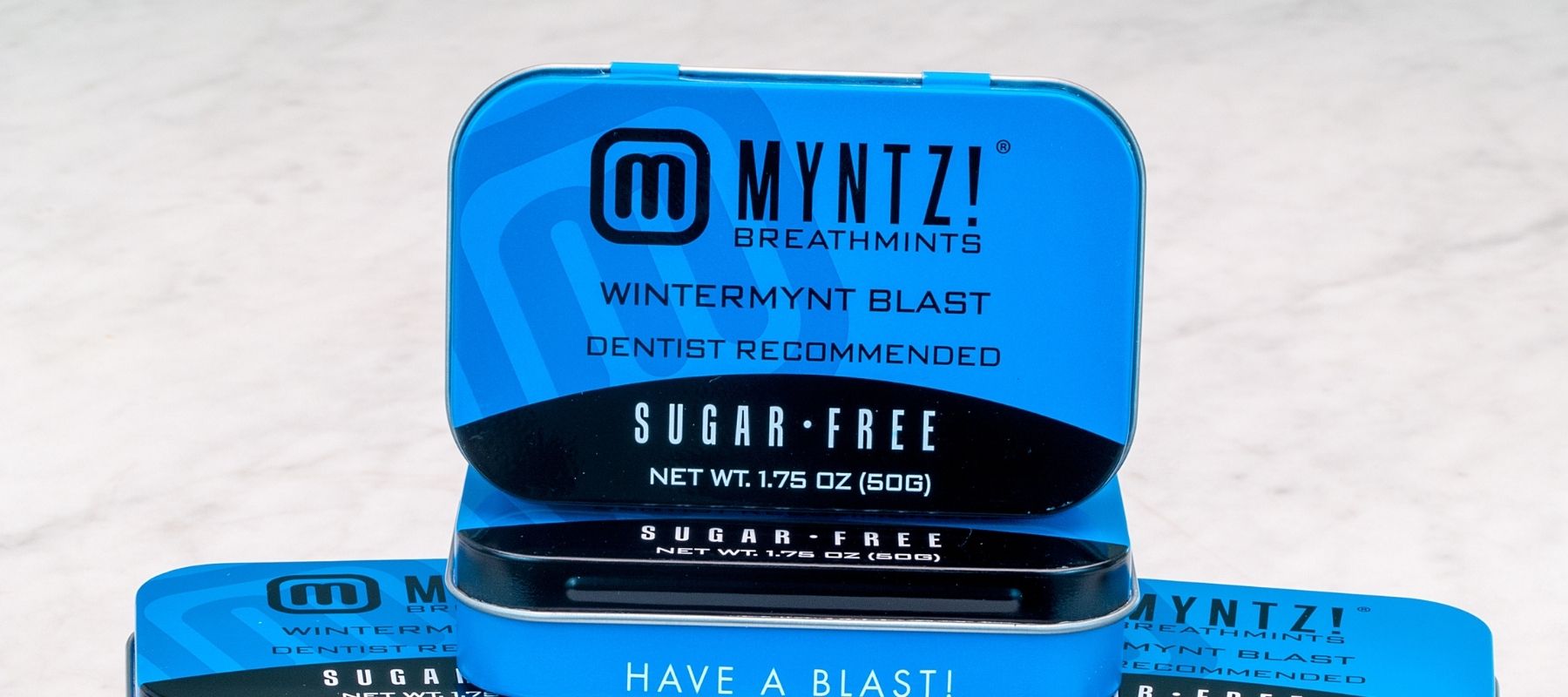 Myntz! Breathmints stacked on top of each other in a pyramid