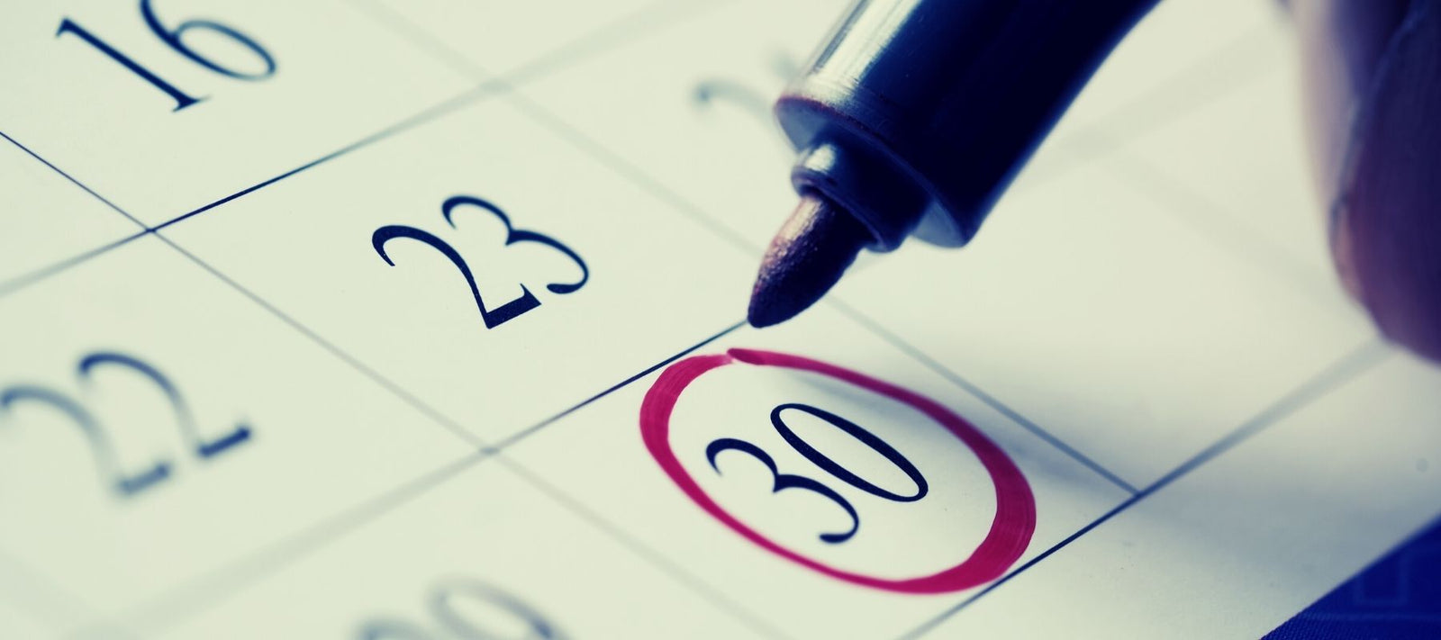 Calendar with a date circled in red ink