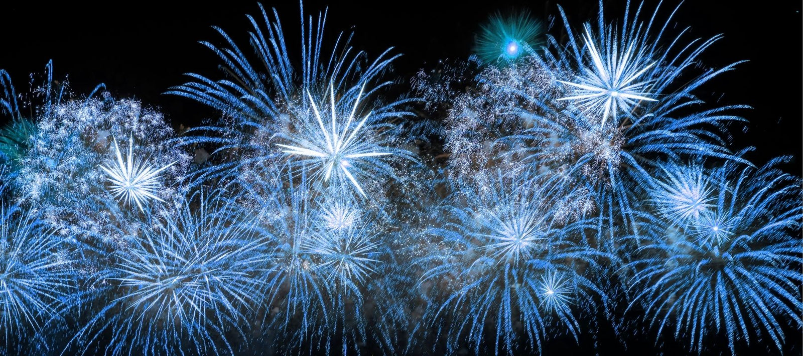 Blue Fireworks Bursting in a Dark Sky